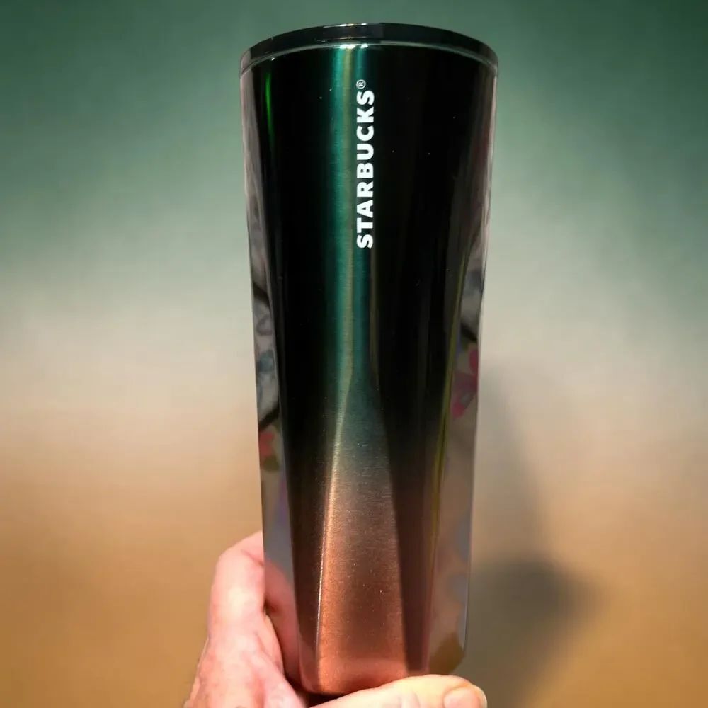 Starbucks 2022 Emerald Green Rose Gold 24 Oz Faceted Tumbler NWT - Picture 2 of 11